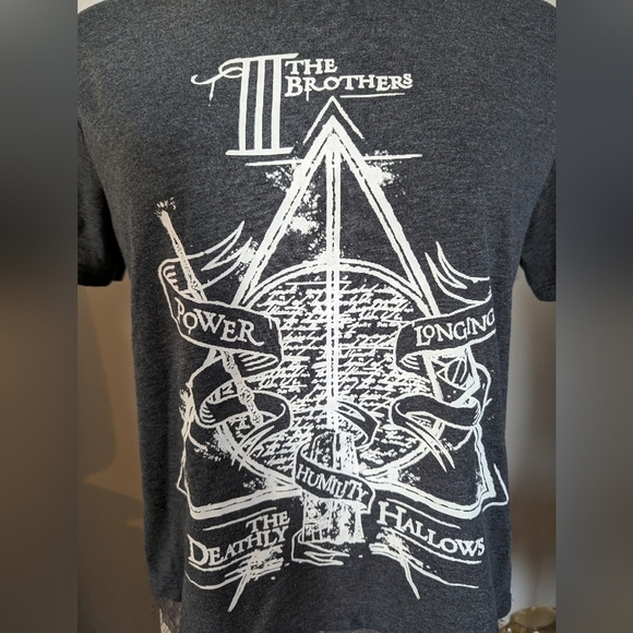 Harry Potter T-Shirt - Three Brothers Deathly Hallows, lace trim. Gray S… - Picture 2 of 9